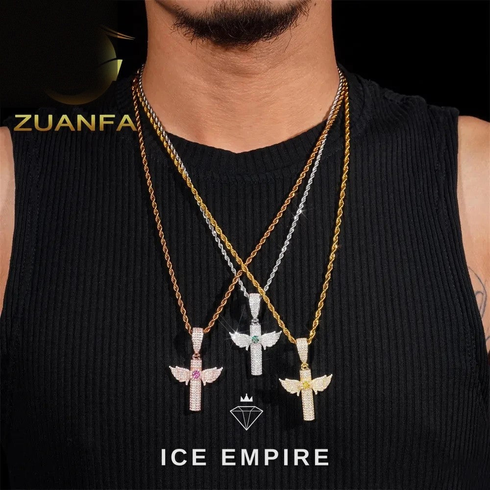 Iced Out Cross 925 Silver Moissanite Pendant