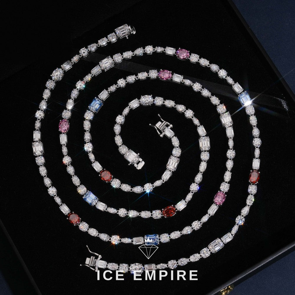 Iced Out Baguette Rose Gold Plated Moissanite Cuban Chain