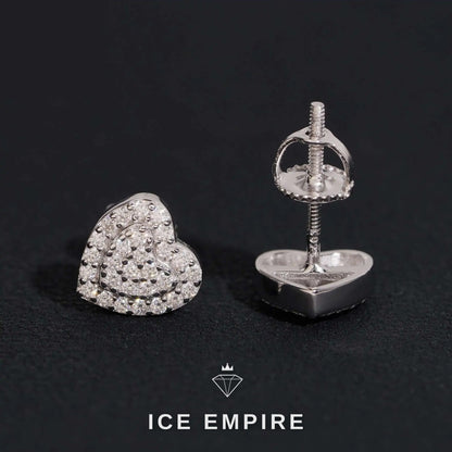 Iced Out Heart 14K Gold Moissanite Stud Earrings