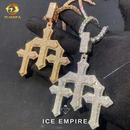 Iced Out Cross 925 Silver Pendant