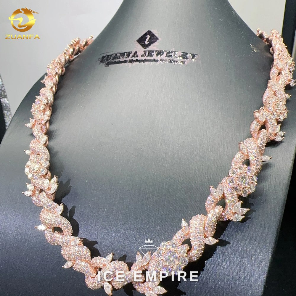 Iced Out Rose Gold Plated Moissanite Cuban Chain