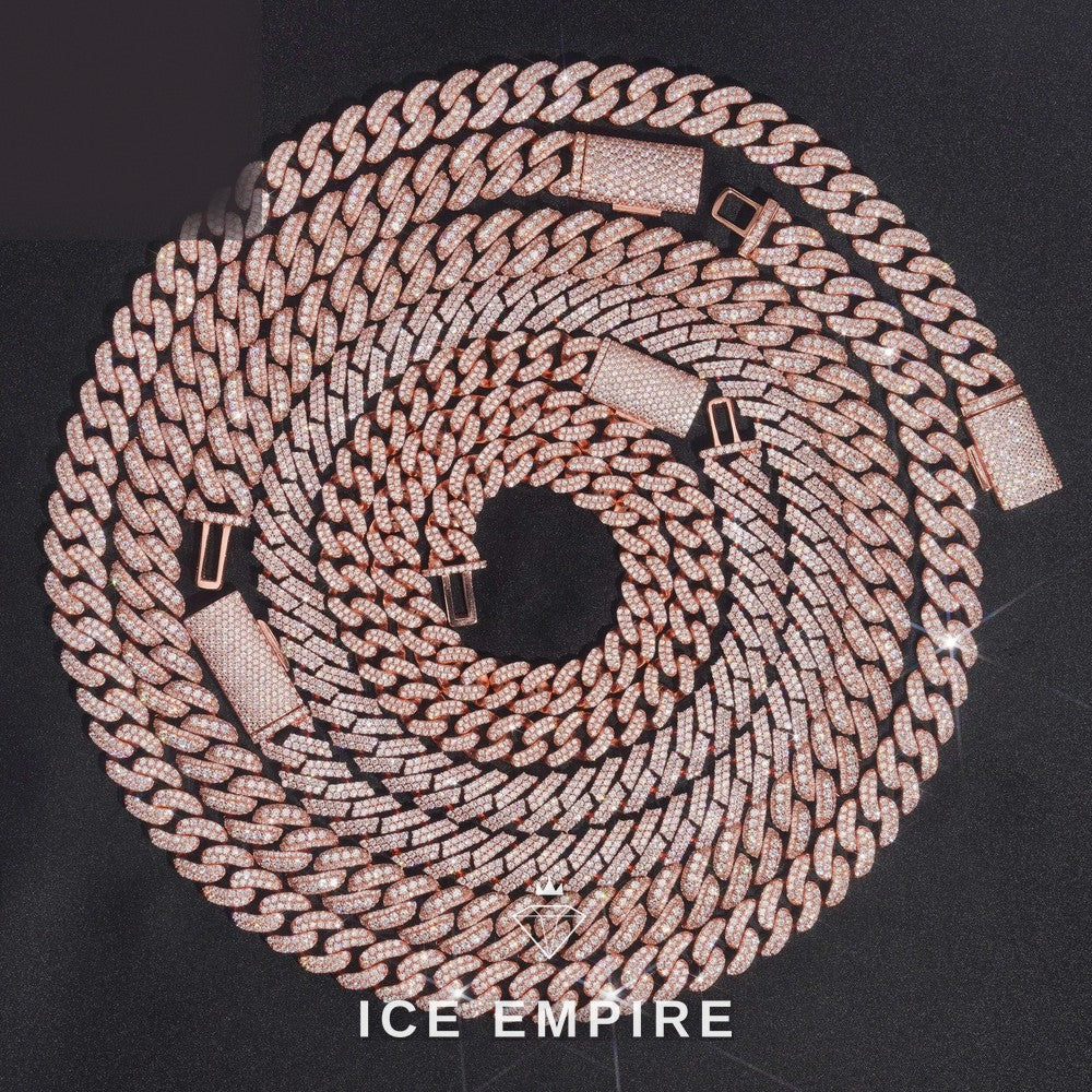 Iced Out Rose Gold Plated Moissanite Cuban Chain