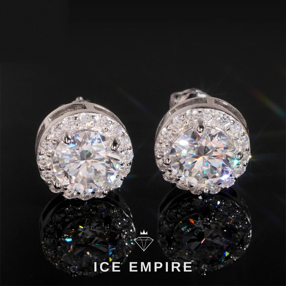 Iced Out 925 Silver Moissanite Stud Earrings