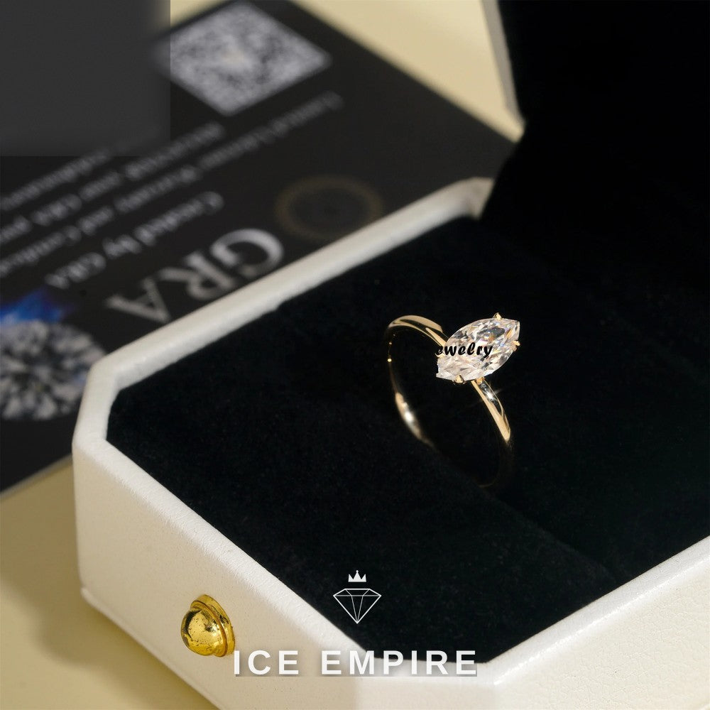 Iced Out Rose Gold Plated Moissanite Engagement Ring