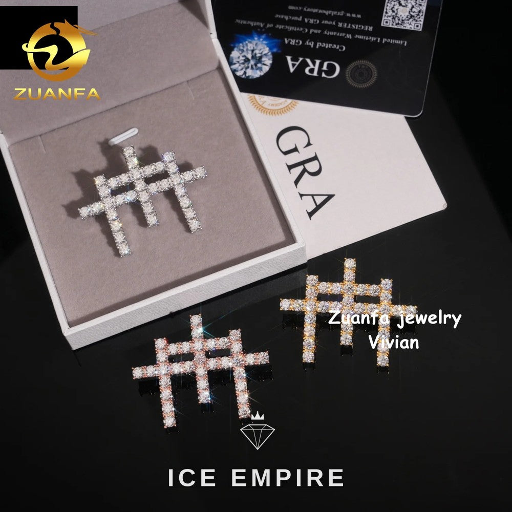 Iced Out Cross Rose Gold Plated Moissanite Pendant