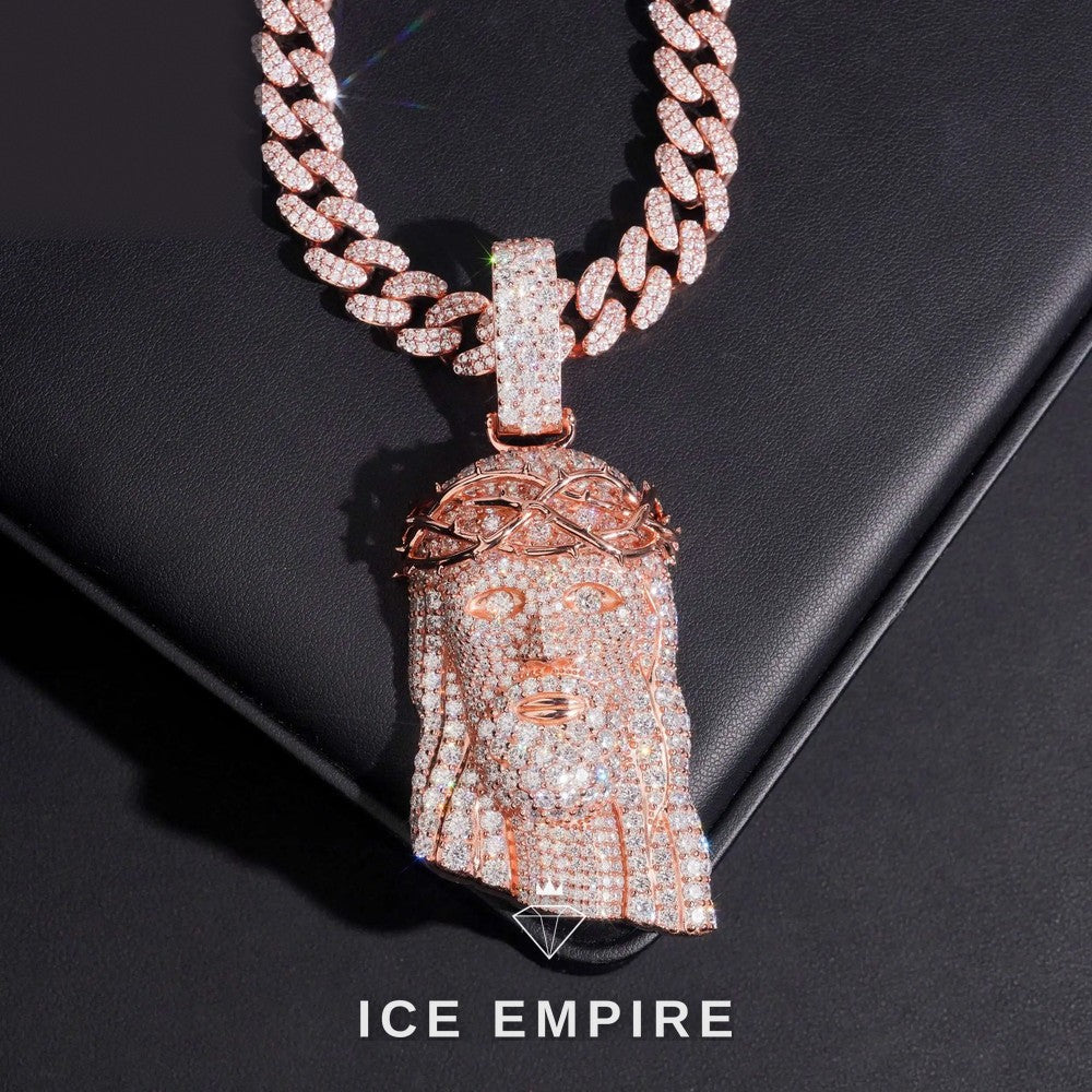 Iced Out 18K Gold Moissanite Pendant