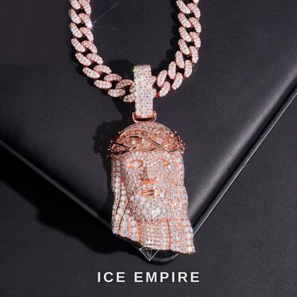 Iced Out 18K Gold Moissanite Pendant