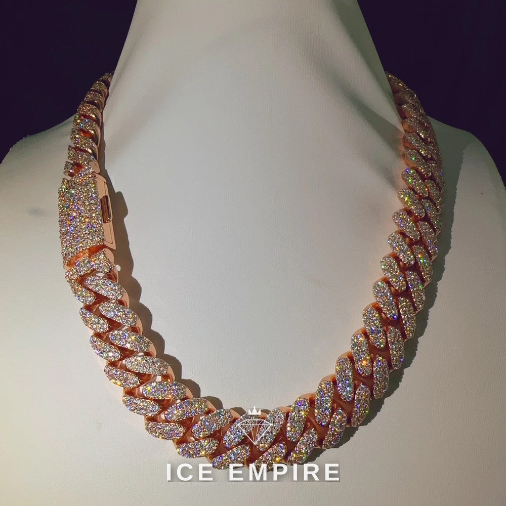 Iced Out Rose Gold Plated Moissanite Cuban Chain