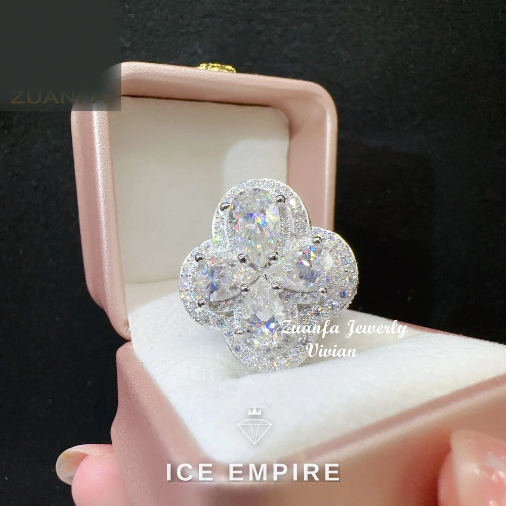 Iced Out 925 Silver Moissanite Ring