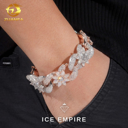 Iced Out 925 Silver Moissanite Cuban Chain