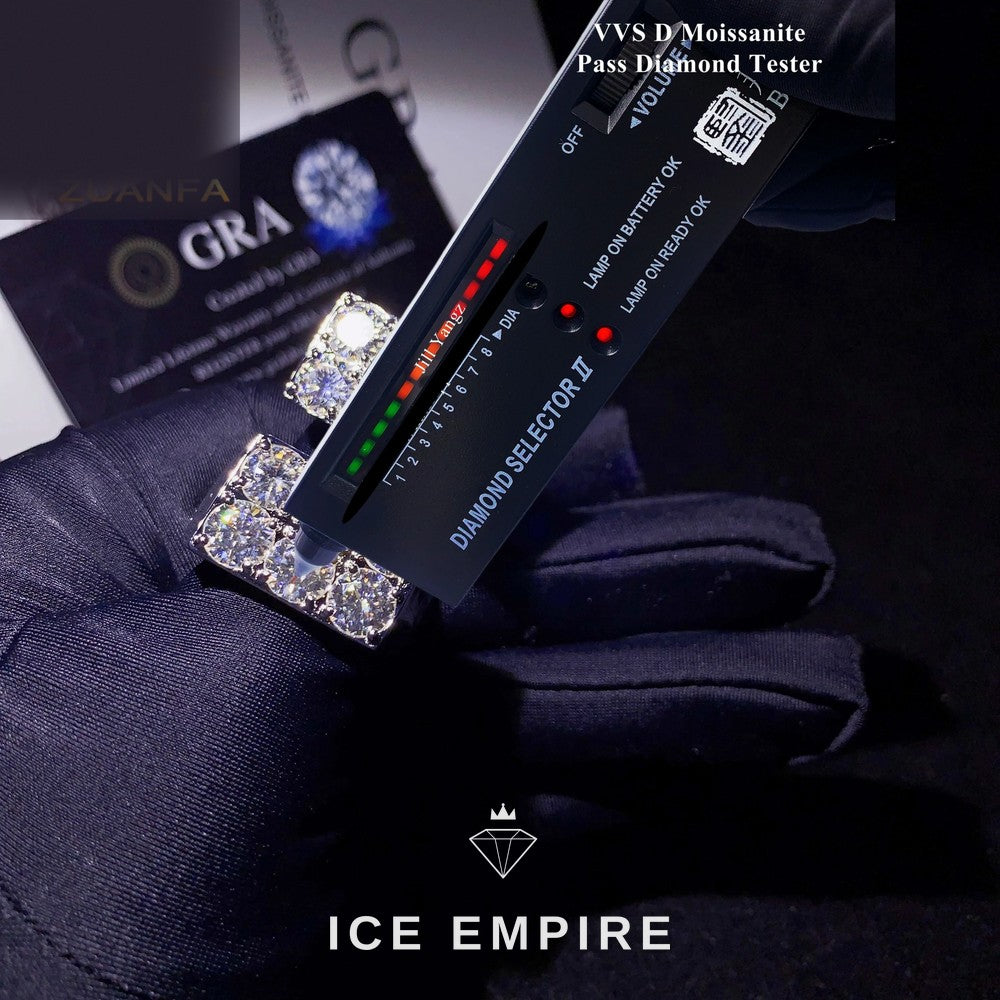 Iced Out Baguette 925 Silver Moissanite Ring