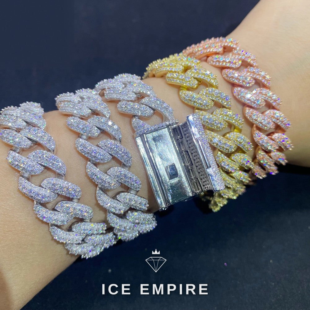 Iced Out Rose Gold Moissanite Cuban Chain