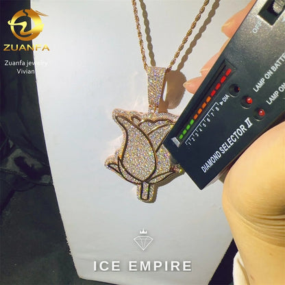 Iced Out Cross 925 Silver Moissanite Pendant
