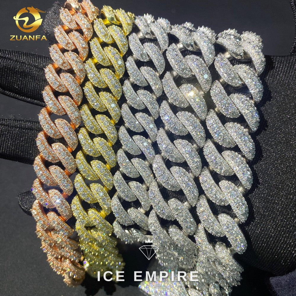 Iced Out Rose Gold Moissanite Cuban Chain