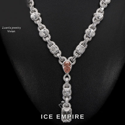 Iced Out Rose Gold Moissanite Cuban Chain