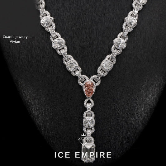 Iced Out Rose Gold Moissanite Cuban Chain