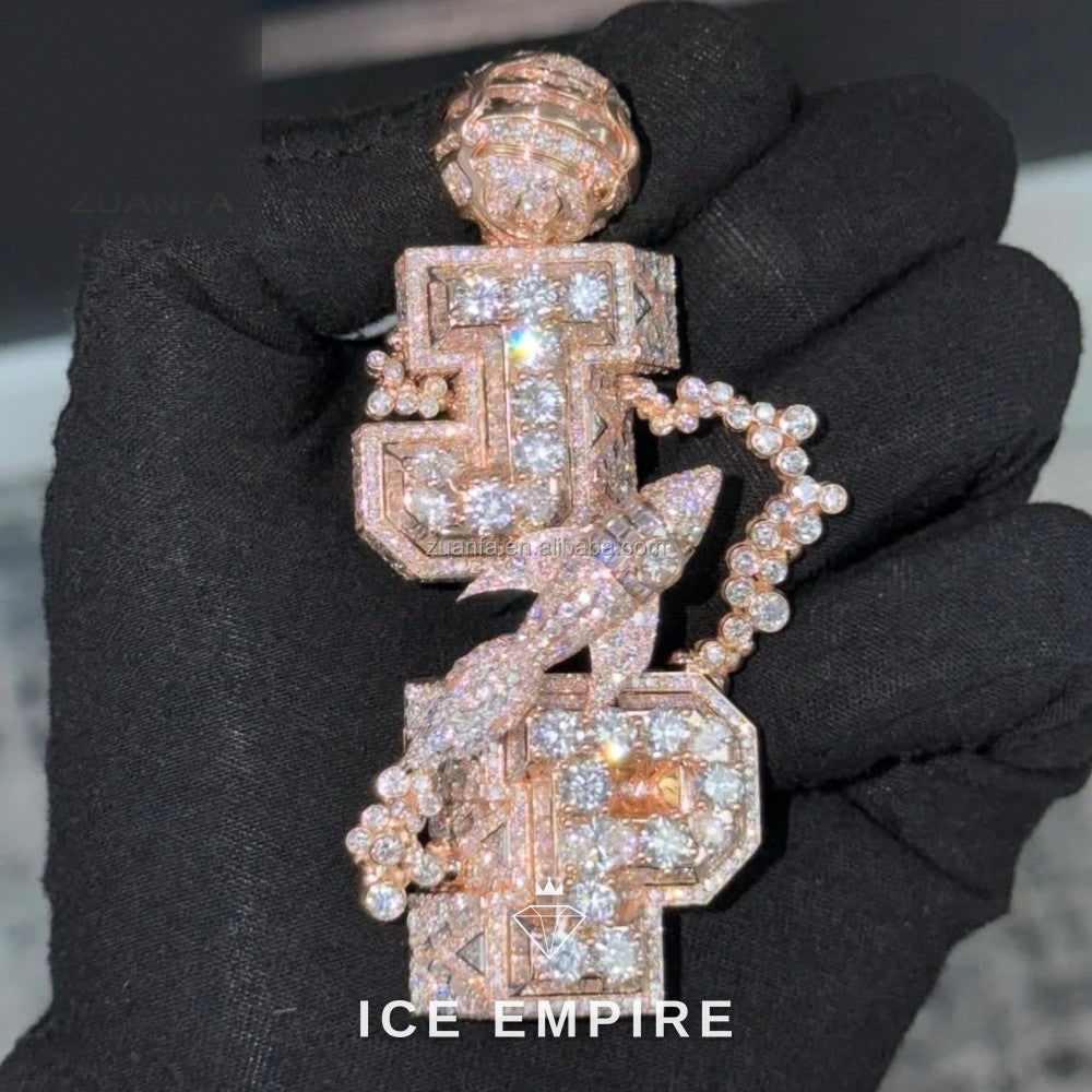 Iced Out Rose Gold Moissanite Pendant