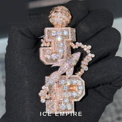 Iced Out Rose Gold Moissanite Pendant
