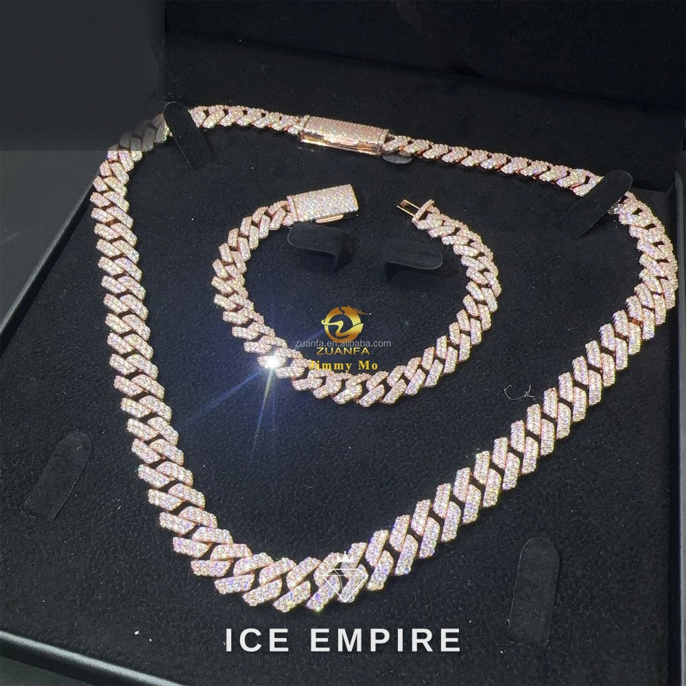 Iced Out Rose Gold Plated Moissanite Cuban Chain