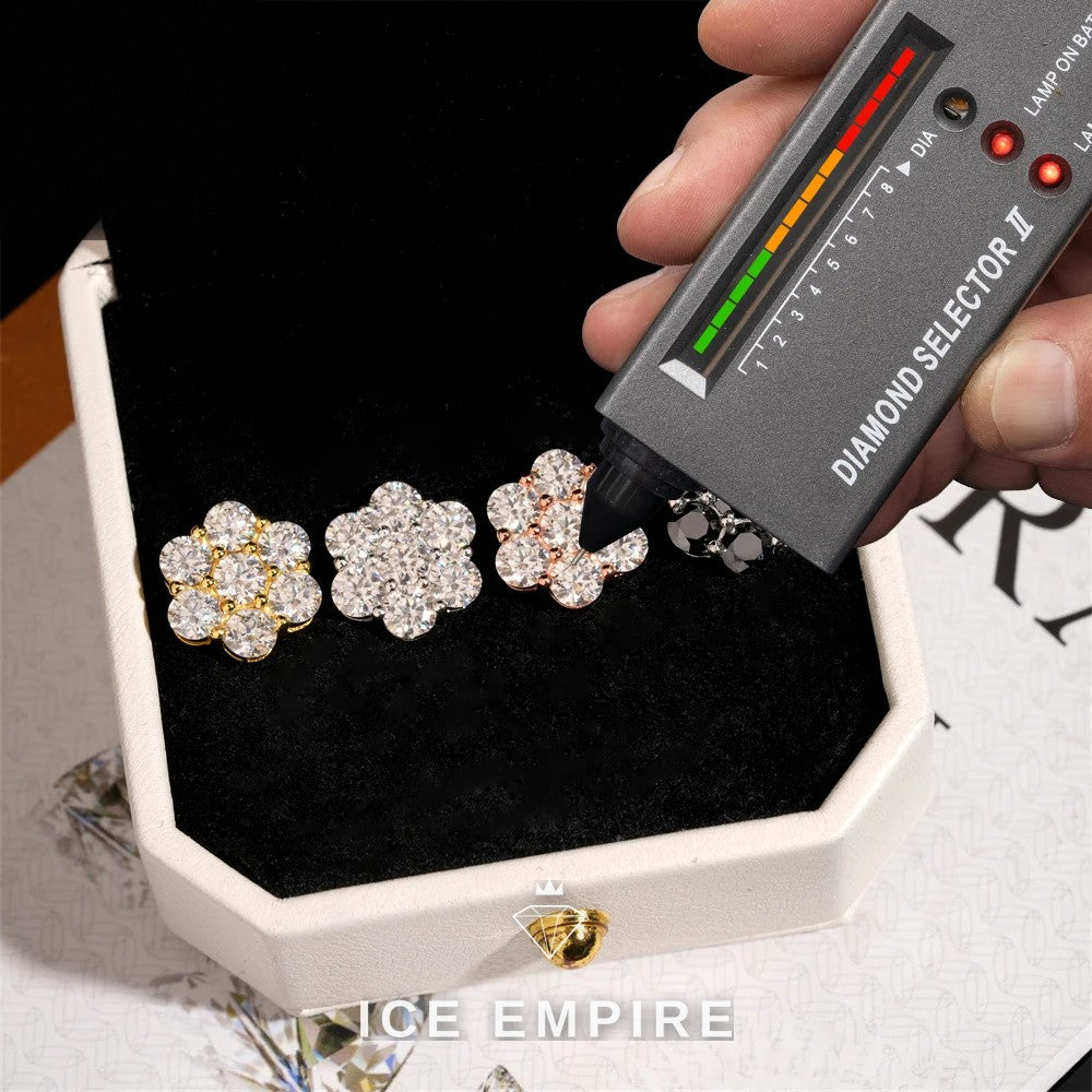 Iced Out Cluster Rose Gold Plated Moissanite Stud Earrings