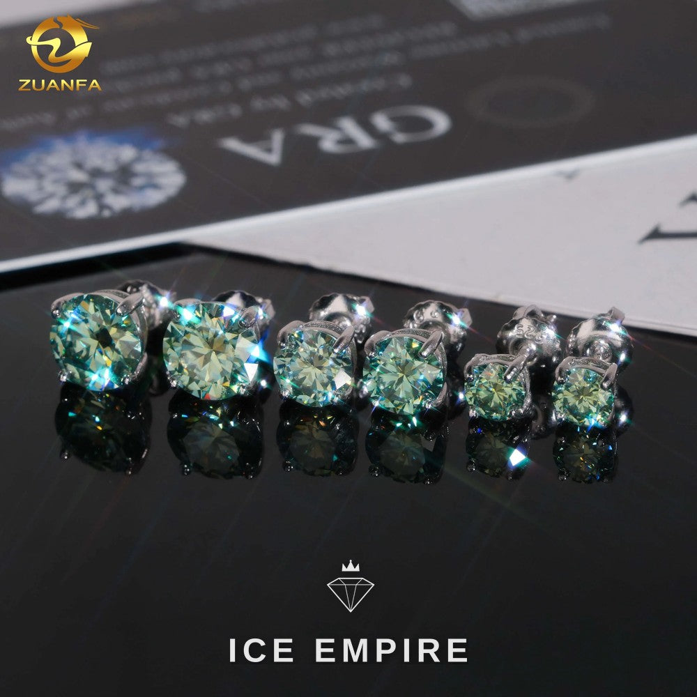Iced Out 925 Silver Moissanite Stud Earrings