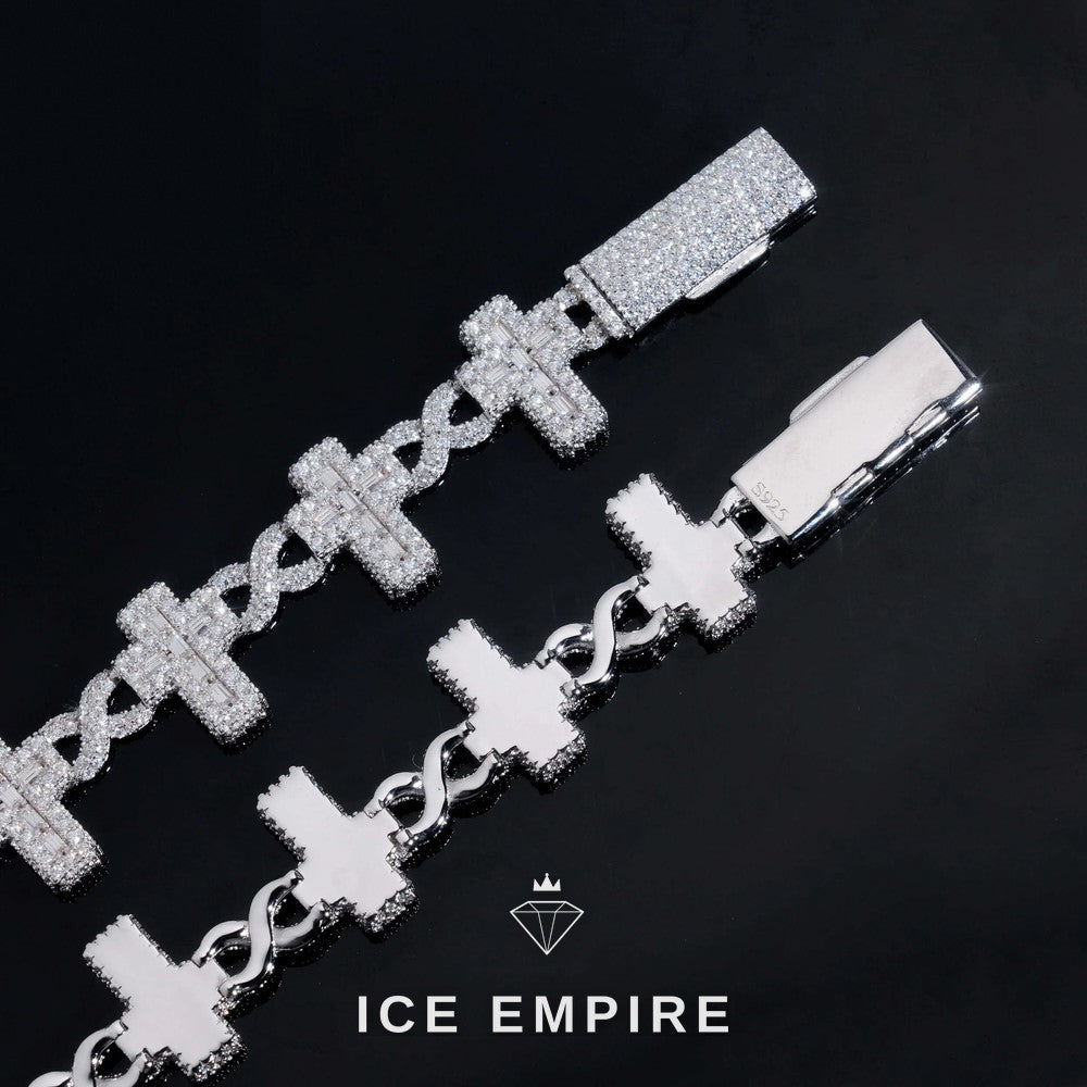 Iced Out Baguette Gold Plated Moissanite Cuban Chain