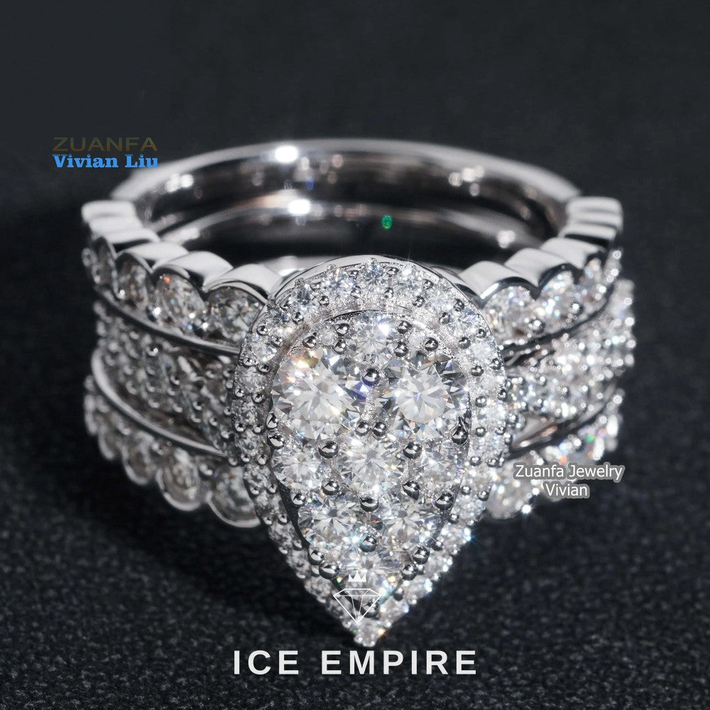 Iced Out Heart 925 Silver Moissanite Ring
