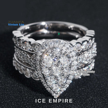 Iced Out Heart 925 Silver Moissanite Ring