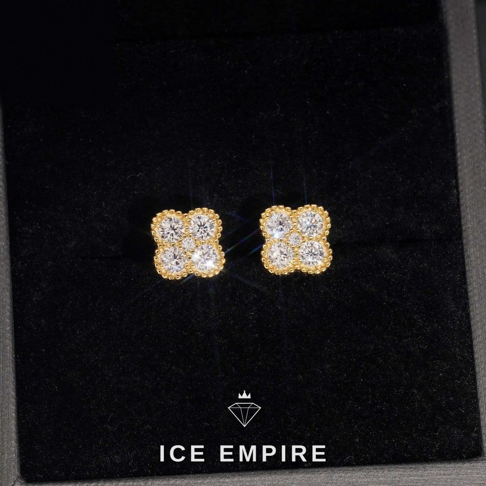 Iced Out 925 Silver Moissanite Stud Earrings