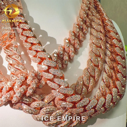 Iced Out Rose Gold Plated Moissanite Cuban Chain