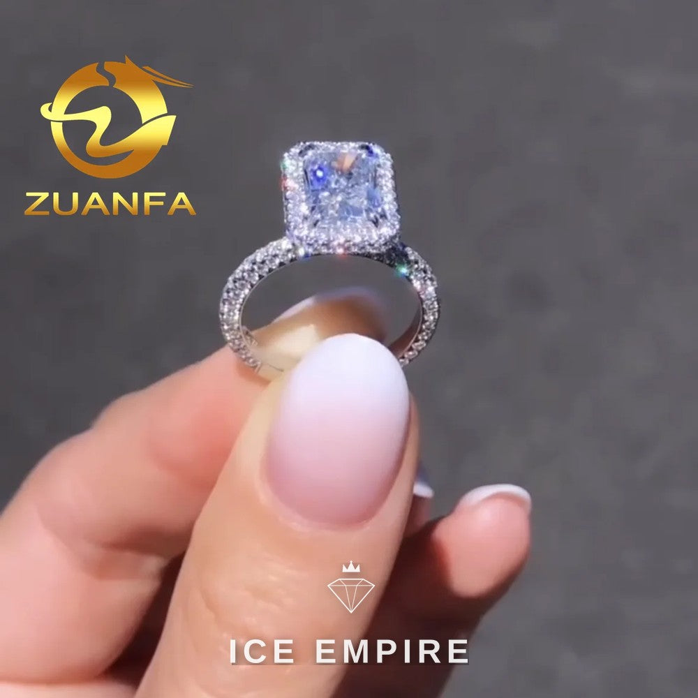 Iced Out 10K Gold Moissanite Engagement Ring