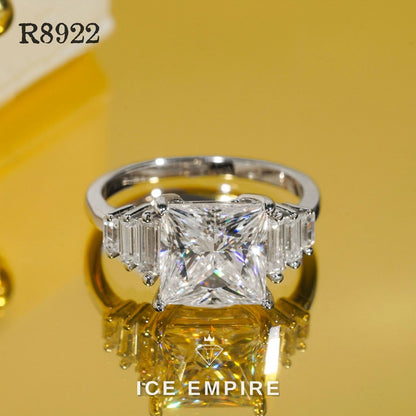 Iced Out 925 Silver Moissanite Engagement Ring