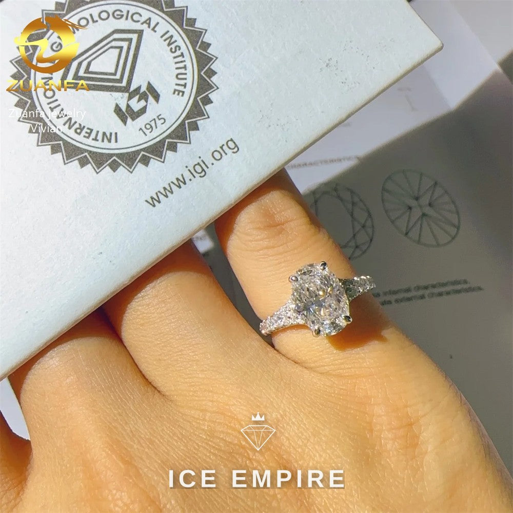 Iced Out Cluster 18K Gold Lab Grown Diamond Engagement Ring