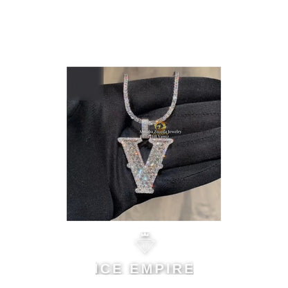 Iced Out Baguette 925 Silver Pendant
