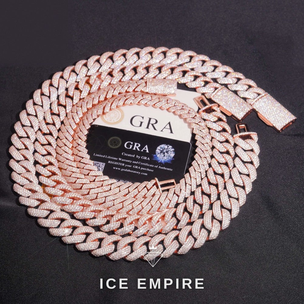 Iced Out Rose Gold Plated Moissanite Cuban Chain