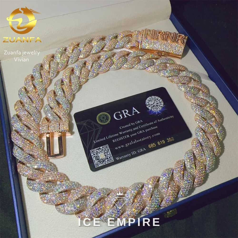Iced Out Rose Gold Plated Moissanite Cuban Chain