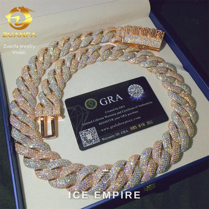 Iced Out Rose Gold Plated Moissanite Cuban Chain