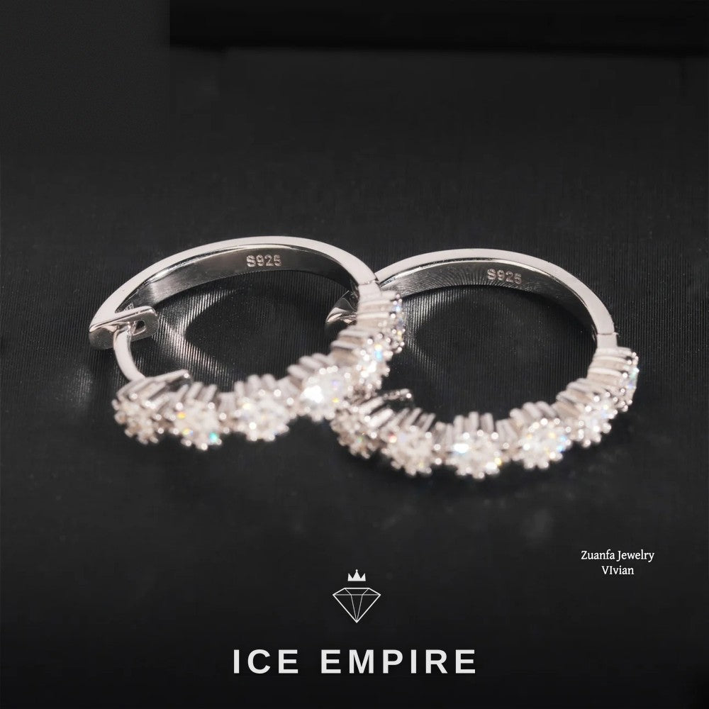 Iced Out 925 Silver Moissanite Stud Earrings