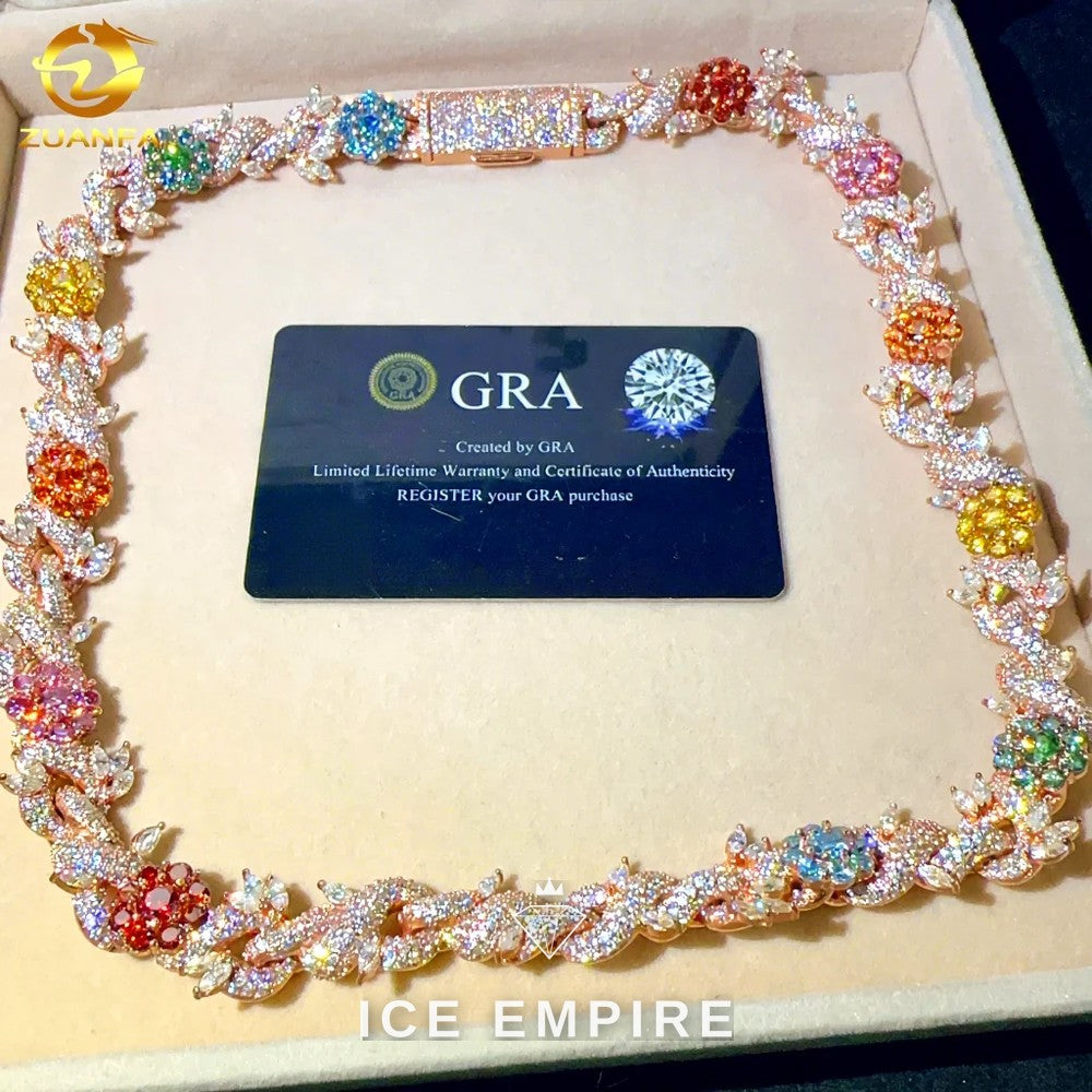 Iced Out Rose Gold Plated Moissanite Cuban Chain