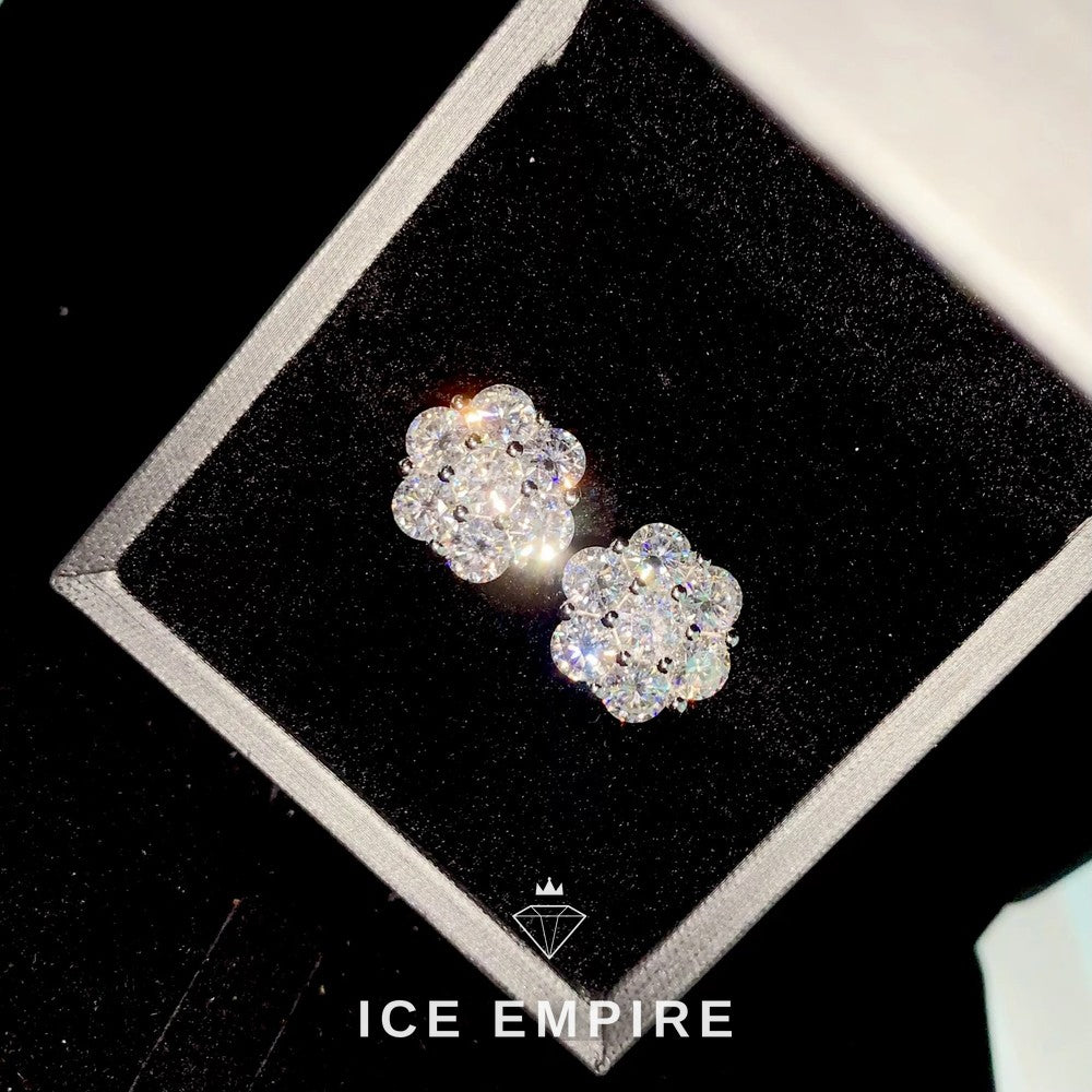 Iced Out 925 Silver Moissanite Stud Earrings