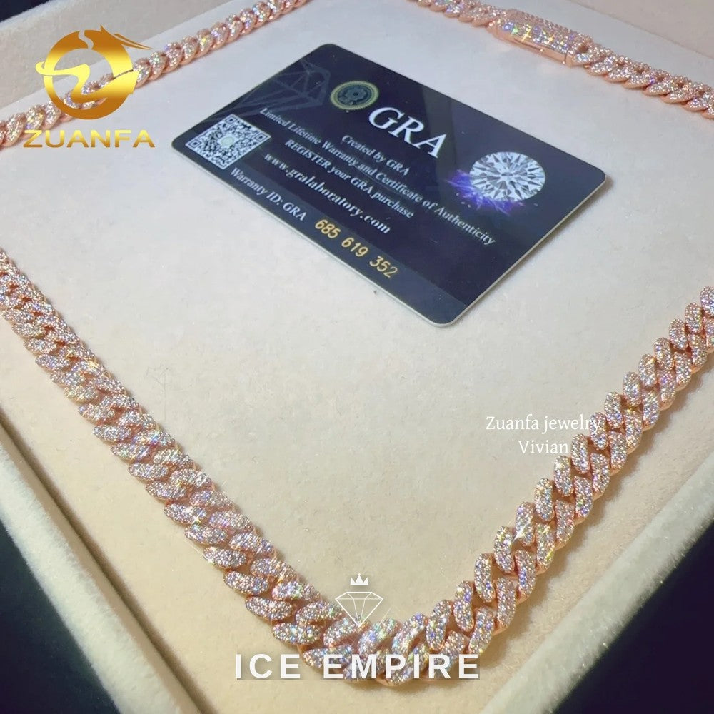 Iced Out Rose Gold Plated Moissanite Cuban Chain