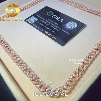 Iced Out Rose Gold Plated Moissanite Cuban Chain