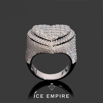 Iced Out Heart 925 Silver Moissanite Ring
