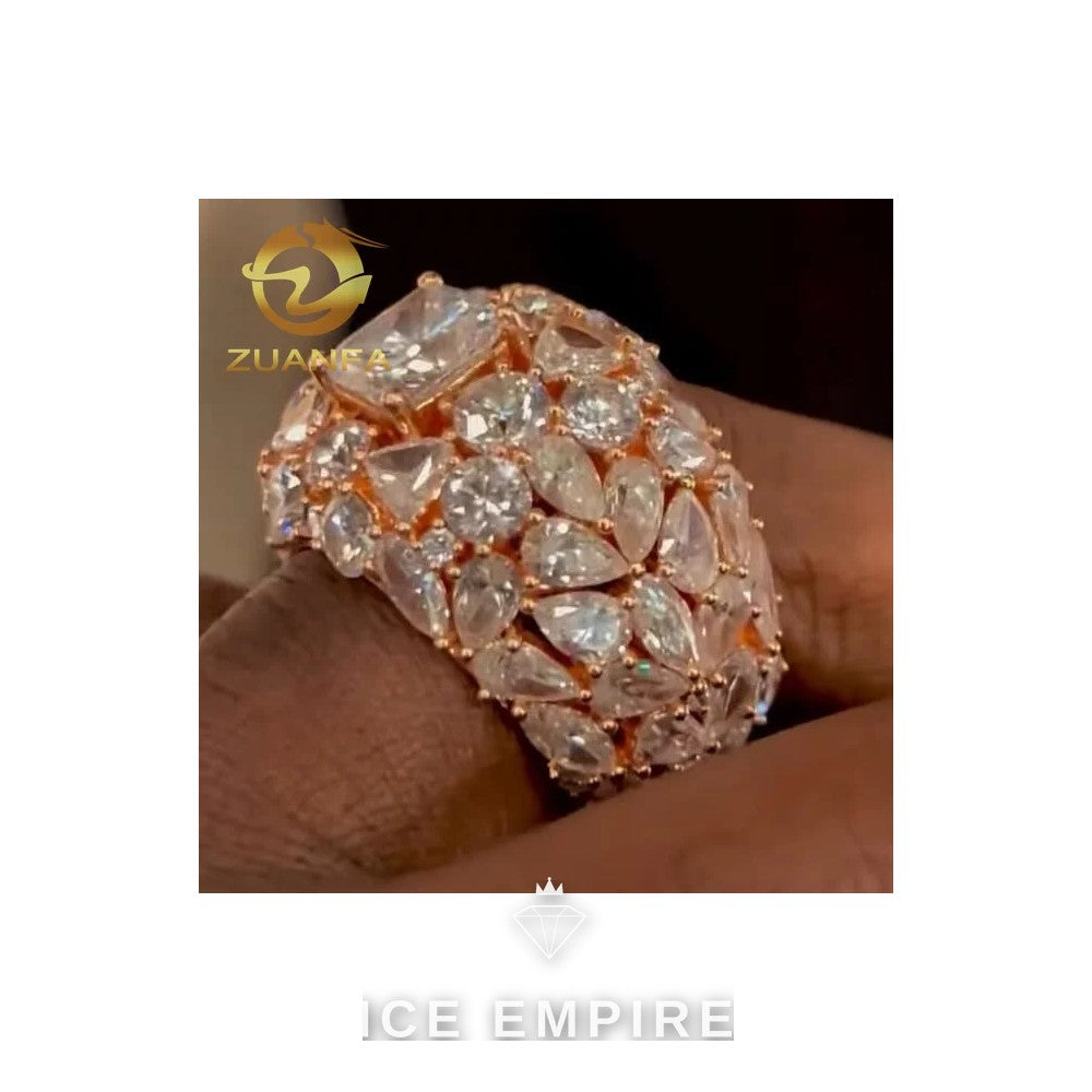 Iced Out Cluster 925 Silver Moissanite Ring