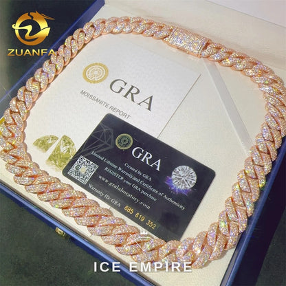 Iced Out Rose Gold Plated Moissanite Cuban Chain