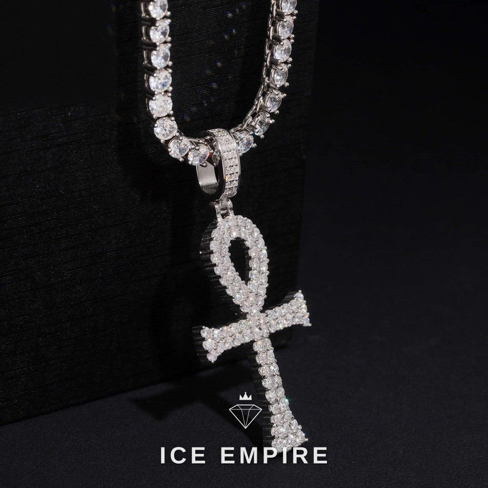 Iced Out Cross Gold Plated Lab Grown Diamond Pendant