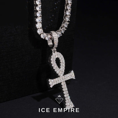 Iced Out Cross Gold Plated Lab Grown Diamond Pendant