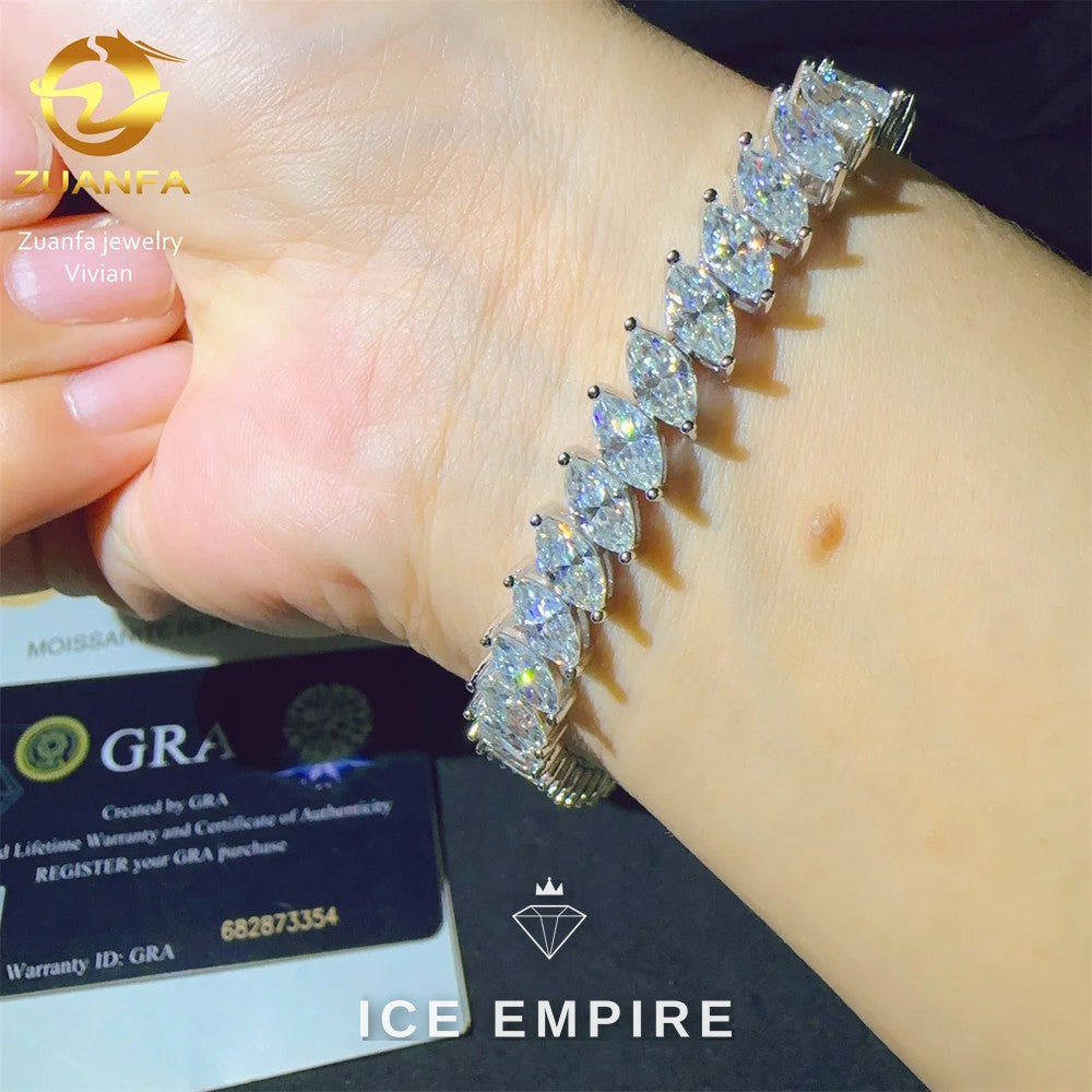Iced Out 925 Silver Moissanite Tennis Chain