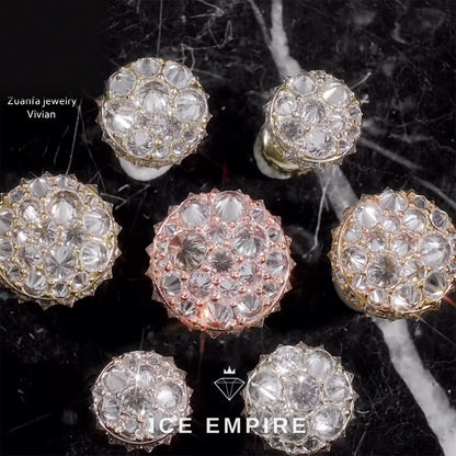 Iced Out 925 Silver Moissanite Stud Earrings