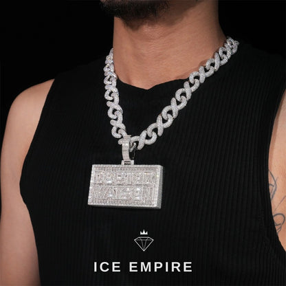 Iced Out Baguette 925 Silver Pendant